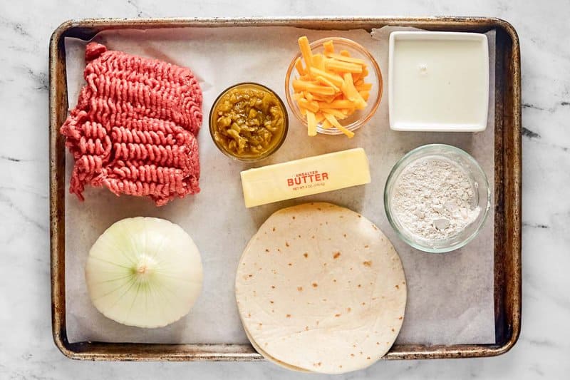 Copycat taco villa mexican pizza things ingredients on a tray.