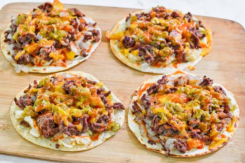 Copycat taco villa mexican pizza things.