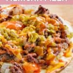 Homemade taco villa mexican pizza.