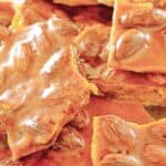 Pieces of homemade almond brittle.