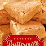 Homemade buttermilk fudge on a small plate.