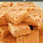 Homemade buttermilk fudge pieces on a small plate.