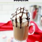 Homemade McDonald's peppermint mocha with whipped cream and chocolate syrup.