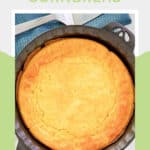 Homemade sour cream cornbread in a baking dish.