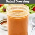Homemade state fare lemon salad dressing in a mason jar.
