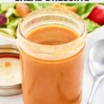 Homemade state fair lemon vinaigrette in a mason jar.