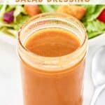 Homemade state fare lemon vinaigrette salad dressing in a glass jar.
