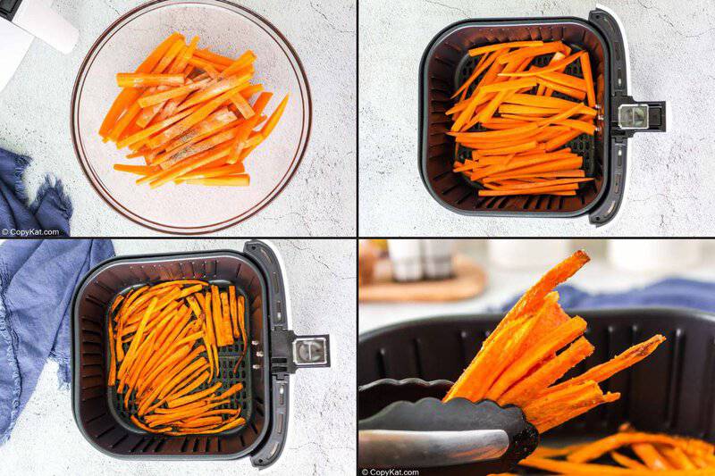 Cooking carrots in an air fryer.