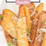 Air fryer potato wedges with parmesan cheese.