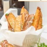A bowl of air fryer potato wedges.