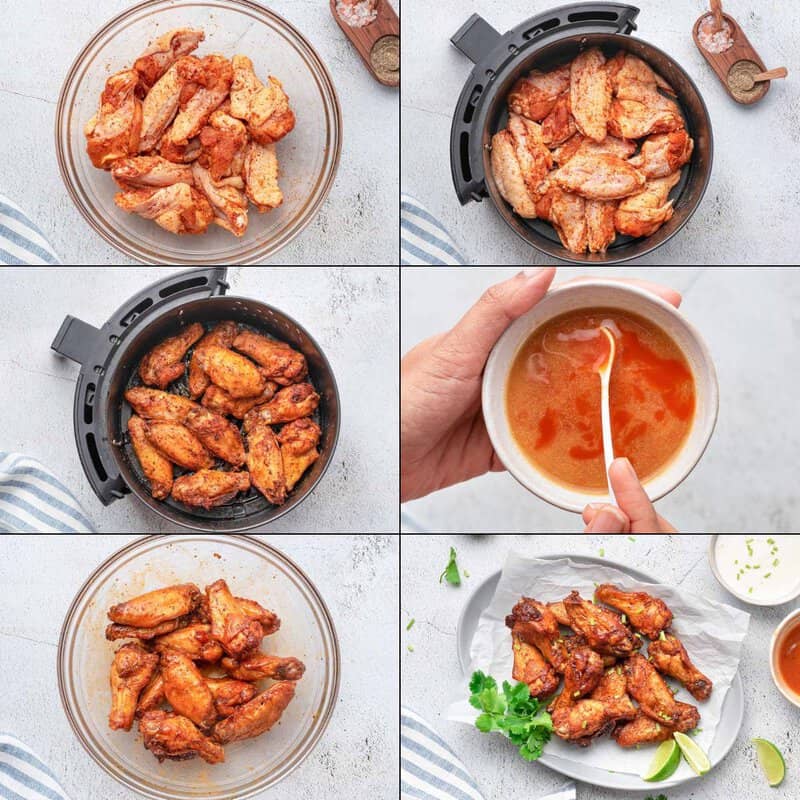 Making air fryer sweet and spicy chicken wings and sauce.