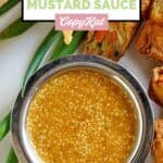 A small bowl of copycat Benihana magic mustard dipping sauce.