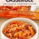 A serving of cabbage roll casserole in a small bowl.