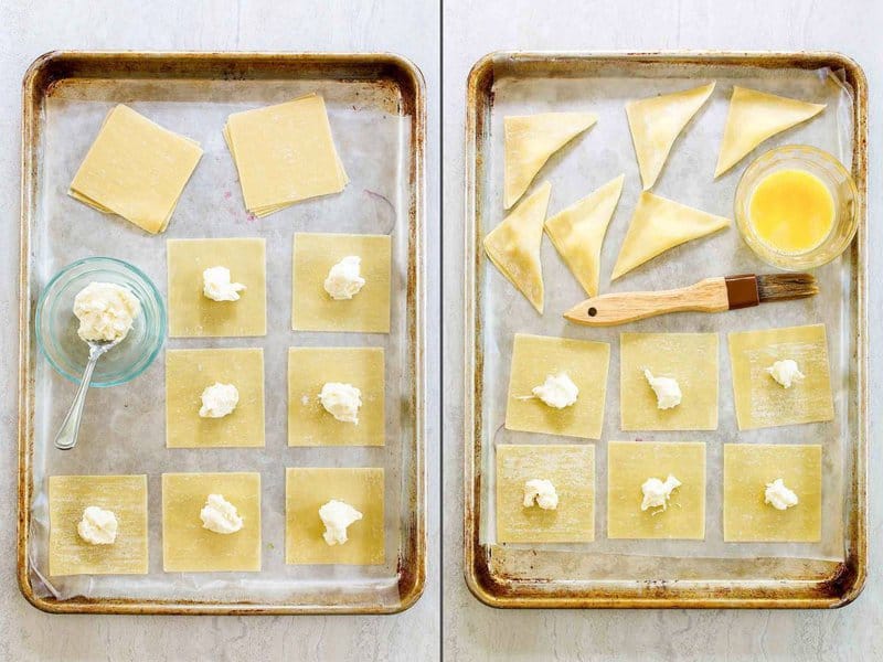 Making cream cheese wontons.