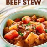 A bowl of crockpot beef stew.