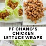 Copycat PF Chang's chicken lettuce wraps and the filling on a platter.