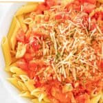 Penne alla vodka in a large bowl.