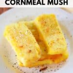 Old fashioned southern fried cornmeal mush on a plate.