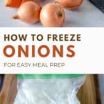 Whole onions and chopped onions in freezer bags.