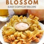 Copycat Chili's awesome blossom appetizer on a plate.