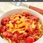 A bowl of homemade Jollibee jolly spaghetti.