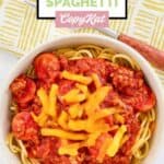 Homemade Jollibee jolly spaghetti in a bowl.
