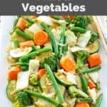 Homemade Panda Express mixed vegetables on a large plate.