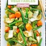 Homemade Panda Express mixed vegetables on a rectangular platter.