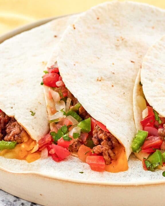 Copycat Taco Bell beef meximelt on a plate.