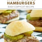 Homemade White Castle hamburger on parchment paper.