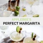 Copycat Applebee's perfect margarita ingredients and the cocktail.