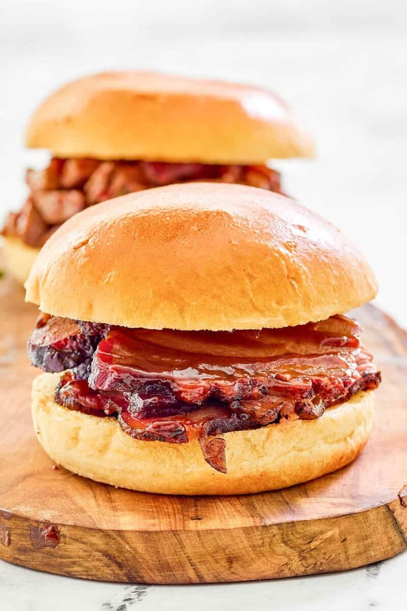 Copycat Buc-ee's sliced brisket sandwich.