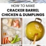 Copycat Cracker Barrel chicken and dumplings, ingredients, and cooking it.