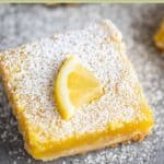 A homemade classic lemon bar.