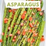Homemade olive garden parmesan roasted asparagus on a platter.