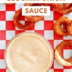 Homemade Outback Steakhouse bloomin onion sauce in a small glass bowl.