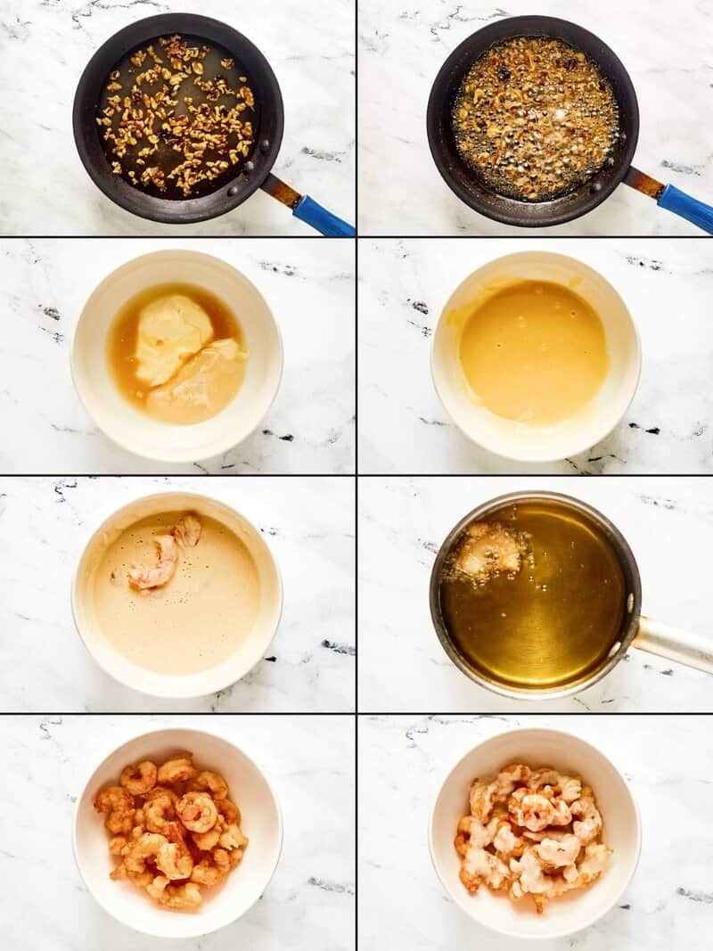 Making copycat Panda Express honey walnut shrimp.