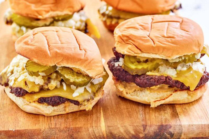 Two copycat double sonic smasher burgers.