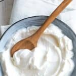 A bowl of homemade sweetened yogurt.