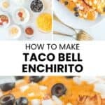 Copycat Taco Bell enchirito ingredients and enchiritos on a plate..