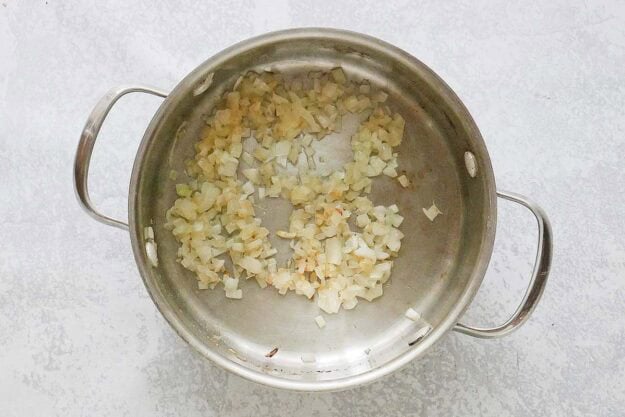 Sauteed onions for white queso dip.