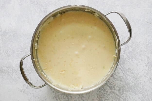 White queso dip in a pot.