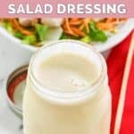 Homemade Applebee's oriental dressing in a glass jar.
