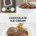 Copycat Ben & Jerry's chocolate ice cream ingredients and scoops in a bowl.