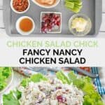 Copycat Chicken Salad Chick Fancy Nancy chicken salad ingredients and the salad.