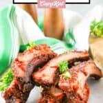 Homemade Chili's baby back ribs with barbecue sauce.
