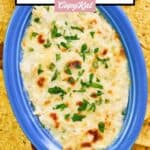 Homemade Joe's crab shack hot crab dip with tortilla chips.