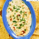 Homemade Joe's crab shack hot crab dip in a serving dish.