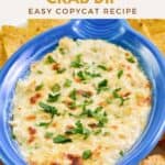 Homemade Joe's crab shack crab dip in a serving dish.