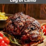 Oven baked bone-in Indian style kashmiri leg of lamb.